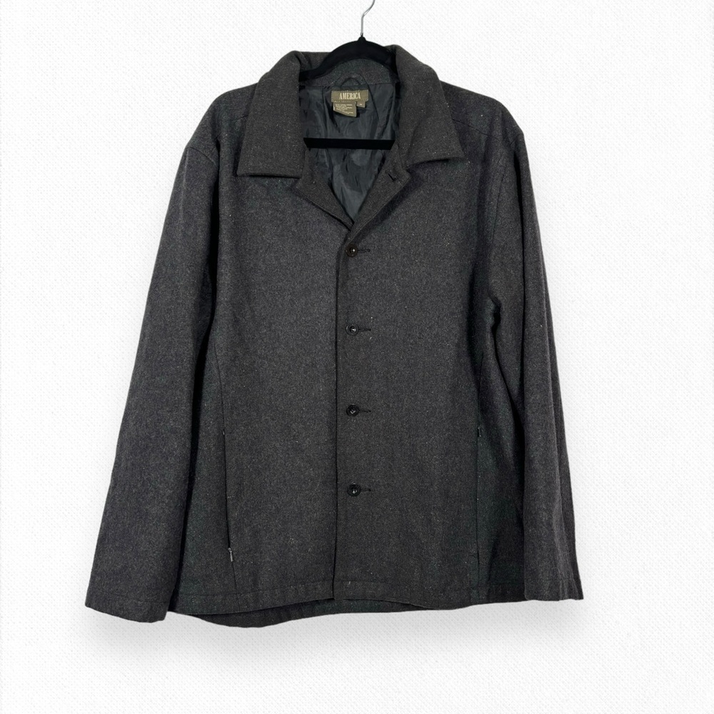 America Wool Jacket Coat Dark Grey Minimalism Neutral Casual Chic Size Medium